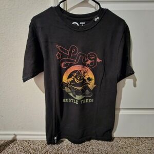LRG Lifted Research Group Hustle Trees Graphic T-Shirt Men's Medium Black Cotton